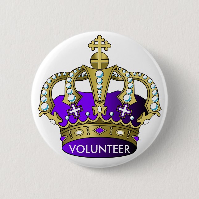 Royal Volunteer Princess Prince Queen King Crown 6 Cm Round Badge (Front)
