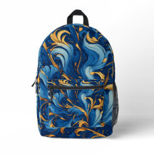 Royal Waves of Whimsy Blue & Gold Swirls