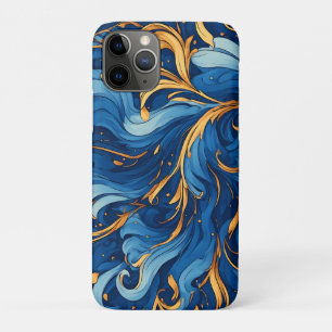 Royal Waves of Whimsy Swirls of Blue & Gold Case-Mate iPhone Case