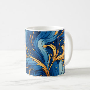 Royal Waves of Whimsy Swirls of Blue & Gold Coffee Mug