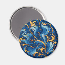 Royal Waves of Whimsy Swirls of Blue & Gold