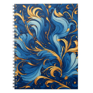 Royal Waves of Whimsy Swirls of Blue & Gold Notebook