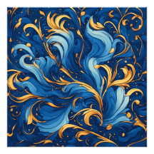 Royal Waves of Whimsy Swirls of Blue & Gold