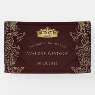Royal Wedding Burgundy Gold Bridal Shower Banner