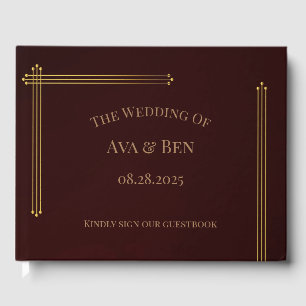 Royal Wedding Burgundy Gold  Guest Book