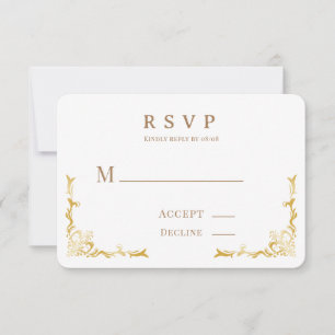 Royal Wedding Burgundy Gold Wedding RSVP Card