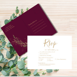 Royal wedding burgundy minimalist reply rsvp postcard