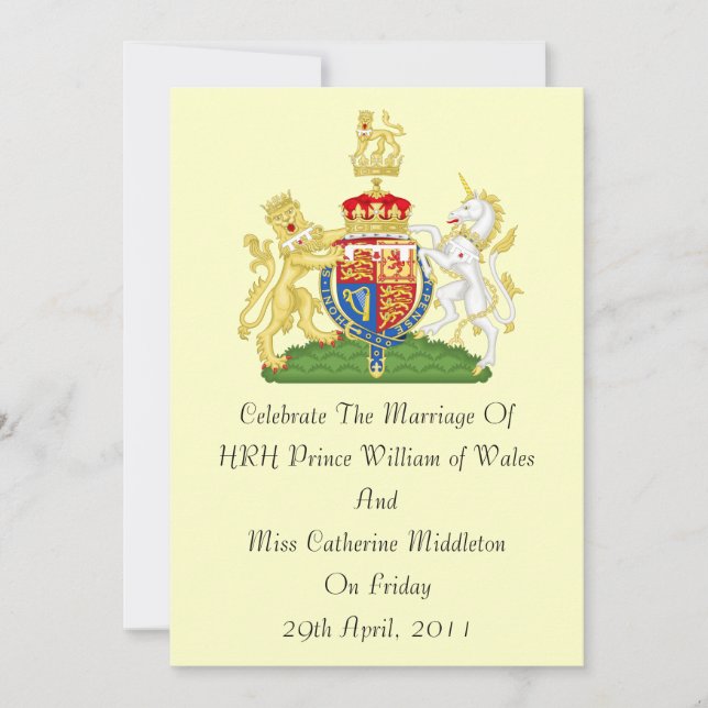 Royal Wedding Coat Of Arms Invitation (Front)