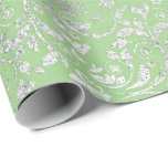 Royal Wedding Damask Mint Green Silver Vip Wrapping Paper<br><div class="desc">Classic royal wedding big event ornament. 

Elegant packing for birthdays,  parties,  weddings,  anniversary,  corporate party</div>