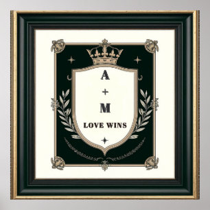 Royal Wedding Monogram With Crown And Laurel Crest Poster