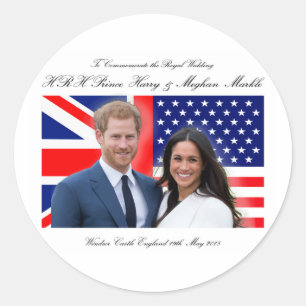 Royal Wedding Prince Harry and Meghan Markle Classic Round Sticker
