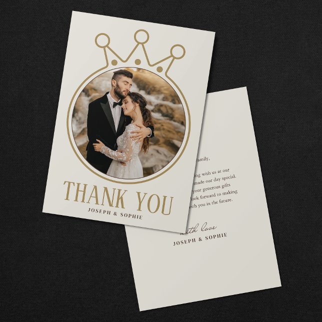 Royal Wedding Ring Thank You Card with Photo (Creator Uploaded)