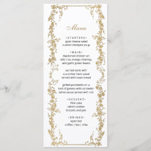 Royal White and Gold luxury Chic Floral Wedding Menu