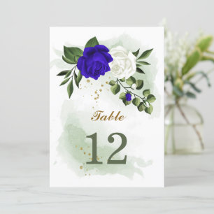royal white floral greenery table number