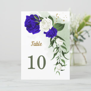 royal white floral greenery table number