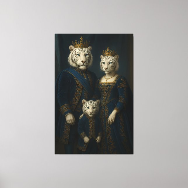 Royal White Tiger Family · Blue Sapphire Crown Can Canvas Print (Front)