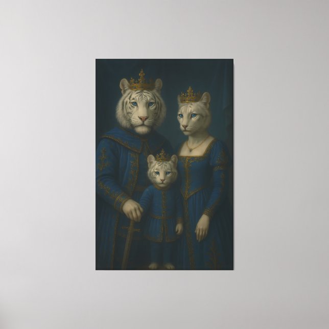 Royal White Tiger Family · Blue Sapphire Crown Can Canvas Print (Front)