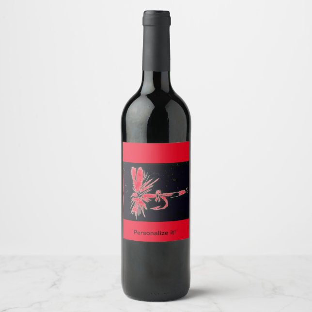 "Royal Wulff" dry fly, fly tying, fly fishing Wine Label (Front)