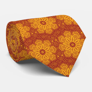 Royal yellow and red mandala pattern tie