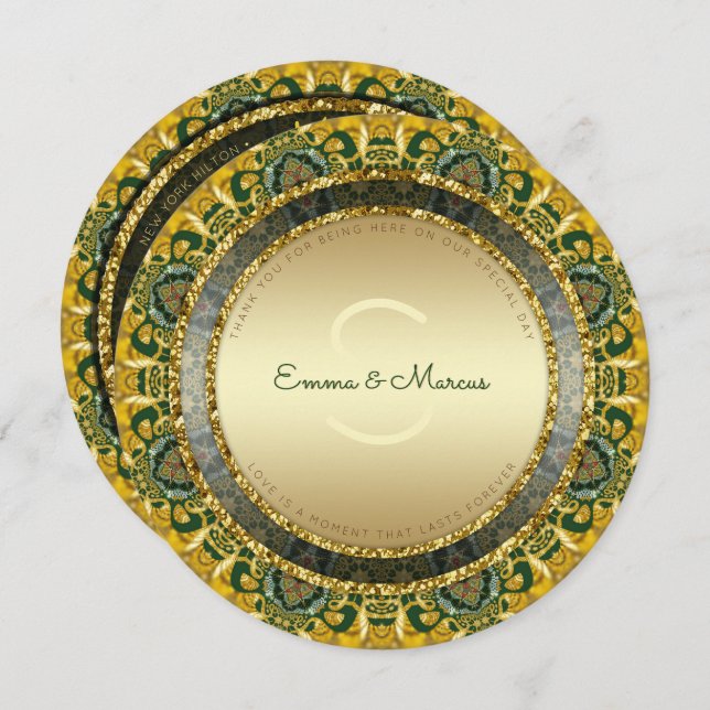 Royale Tribe Geo-Mandala Round Wedding Menu Cards (Front/Back)