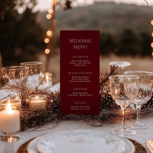 Royale vintage burgundy script wedding menu