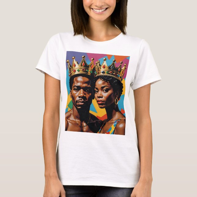 Royalty King and Queen Bold Colourful Art T-Shirt (Front)