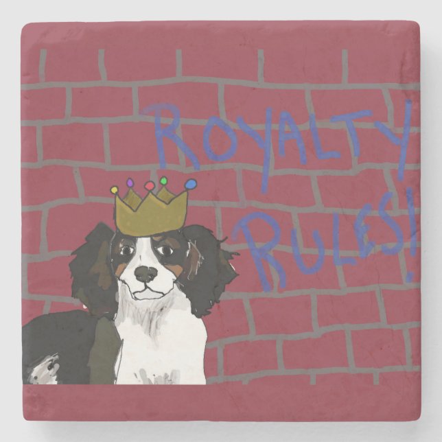 Royalty Rules - King Cavalier Marble Stone Coaster (Front)