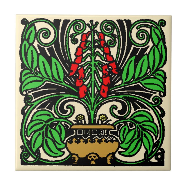 Roycroft Craftsman or Mission Style Flower Pot Tile (Front)