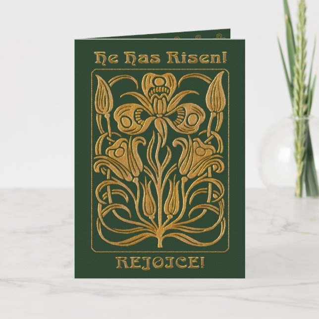Roycroft Easter Hunter Green (Personalised) Holiday Card (Front)