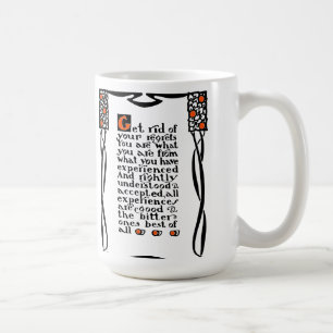 Roycroft Motto Mug, "Get Rid of Your Regrets" Coffee Mug