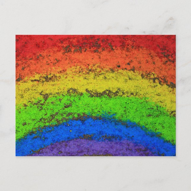 ROYGBIV Grunge Rainbow  Sidewalk Chalk Postcard (Front)