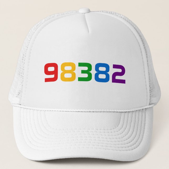 ROYGBIV Rainbow Colours ZIP Code Customised Trucker Hat (Front)