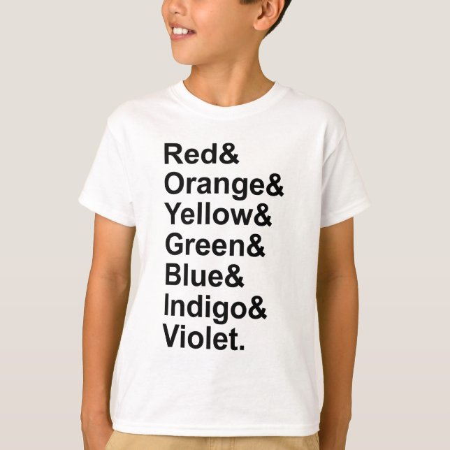 ROYGBIV Red Orange Yellow Green Blue Indigo Violet T-Shirt (Front)