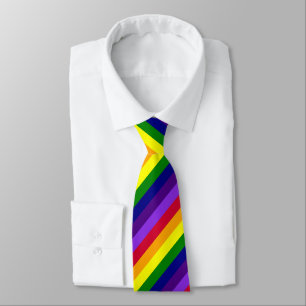 ROYGBIV Seven Rainbow Colours Solid Stripes Design Tie