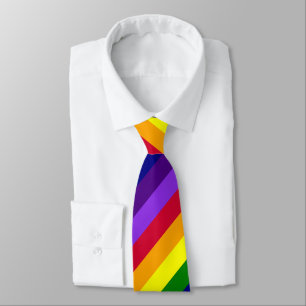 ROYGBIV Seven Rainbow Colours Solid Stripes Design Tie