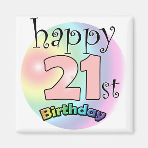 Roze Happy 21st Birthday Magnet