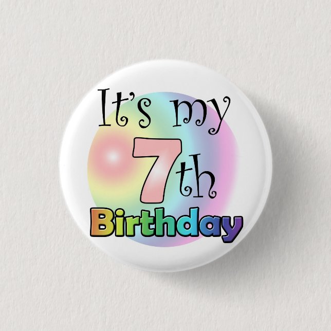 Roze It's my 7th Birthday 3 Cm Round Badge (Front)
