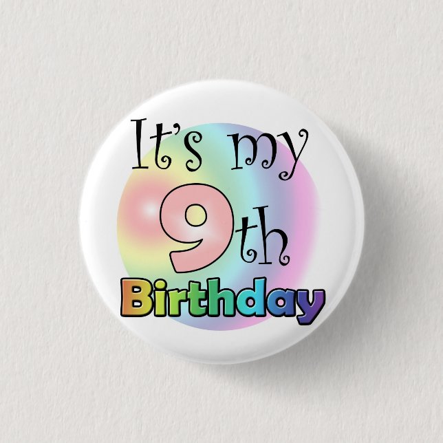 Roze It's my 9th Birthday 3 Cm Round Badge (Front)