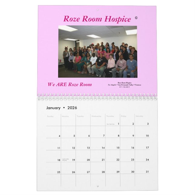 Roze Room Hospice 2009 Calendar (Jan 2026)