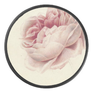 Roze Roos (1792) – Timeless Vintage Botanical Art Hockey Puck