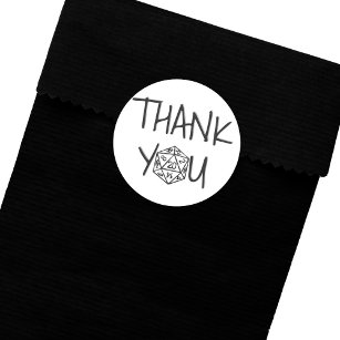 RPG Black Dice   Tabletop Fantasy Gamer Thank You Classic Round Sticker