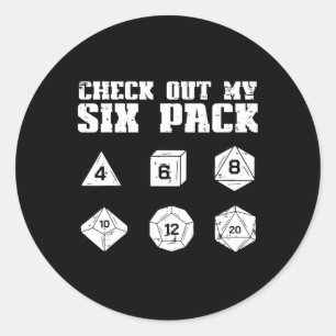 Rpg Check Out My 6 Pack Funny Gamer Men Boys Classic Round Sticker