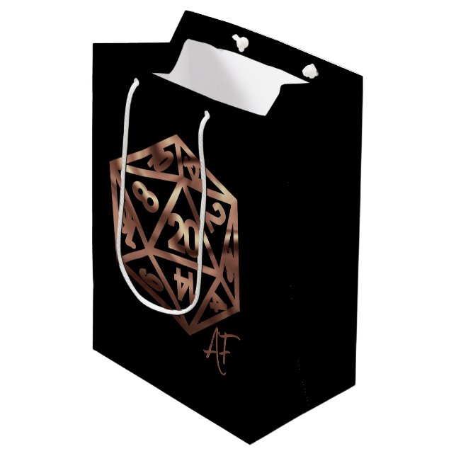RPG Crit AF | Copper Fantasy Tabletop Gamer Dice Medium Gift Bag (Front Angled)