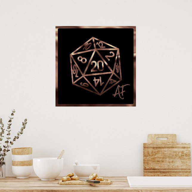RPG Crit AF | Copper Fantasy Tabletop Gamer Dice Poster (Kitchen)