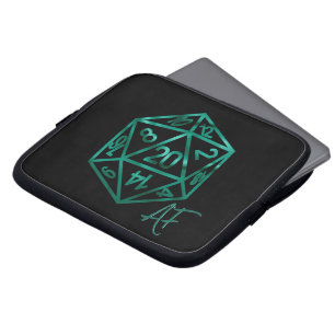 RPG Crit AF   Emerald Fantasy Tabletop Gamer Dice Laptop Sleeve