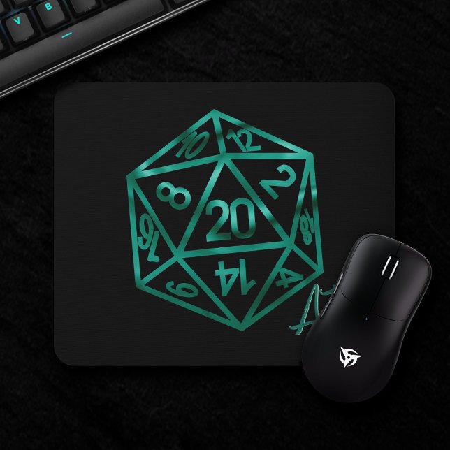 RPG Crit AF | Emerald Fantasy Tabletop Gamer Dice Mouse Pad (Creator Uploaded)