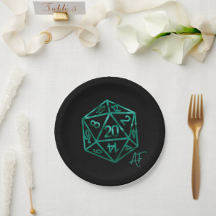 RPG Crit AF   Emerald Fantasy Tabletop Gamer Dice Paper Plate