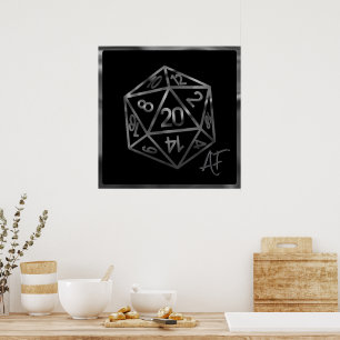 RPG Crit AF   Fantasy Tabletop Retro Gamer Dice Poster