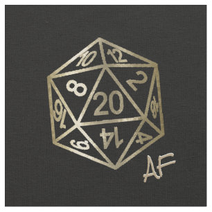 RPG Crit AF   Gold Fantasy Tabletop PnP Gamer Dice Fabric