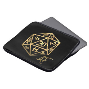 RPG Crit AF   Gold Fantasy Tabletop PnP Gamer Dice Laptop Sleeve